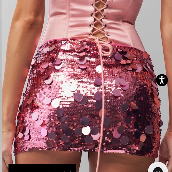 Danielle Guizio Low Rise Paillette Skirt - Pink - Picture 11 of 11